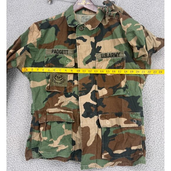 US Army Woodland Camo Hot Weather Coat Size Small Short With Patches - Picture 4 of 12